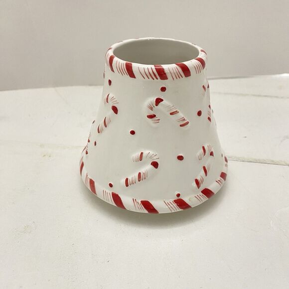 Yankee Candle Mini Candy Cane Topper Shade Christmas Holiday Ceramic Red White - Picture 1 of 7